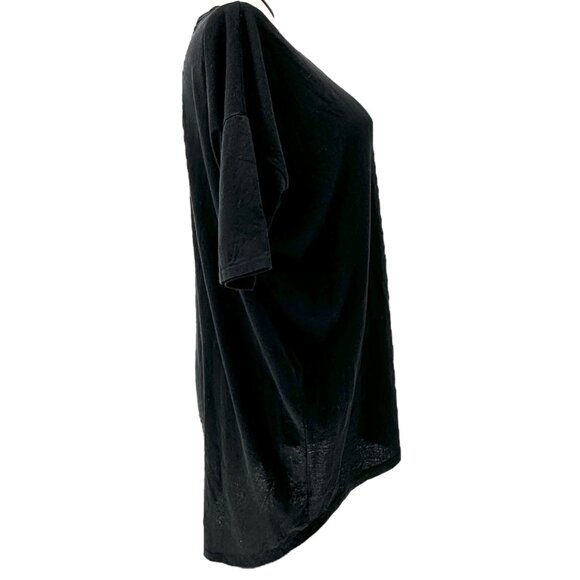 LuLaRoe Irma Tunic Top Womens L Oversized Black Cotton Poly Blend Relaxed Fit SS - Picture 7 of 9